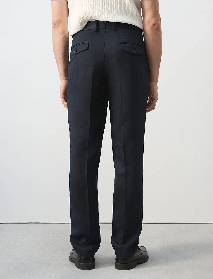 Mango - Slim-fit lyocell linen trousers - hørbukser - navy - 2