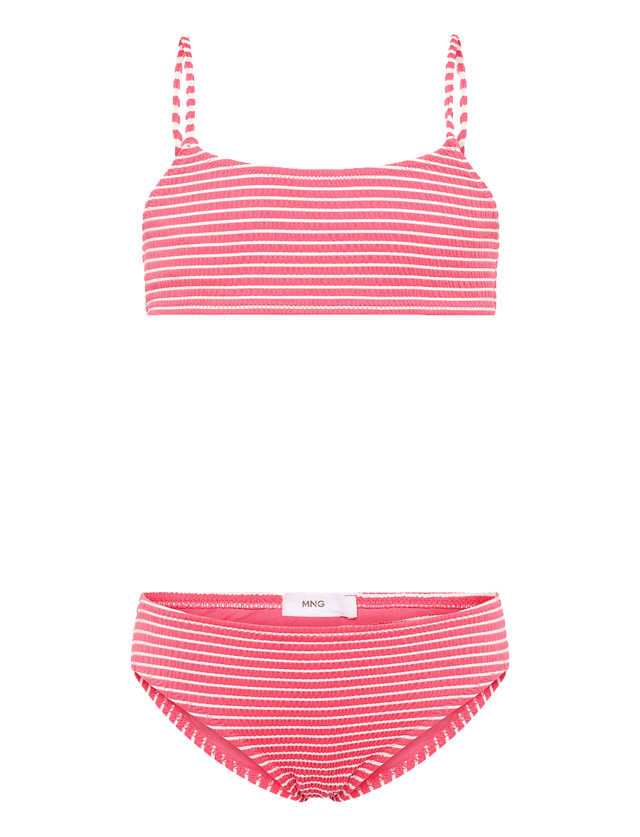 Mango - Striped textured bikini - pink - 0