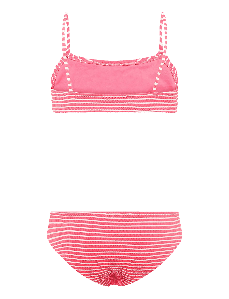 Mango - Striped textured bikini - pink - 1