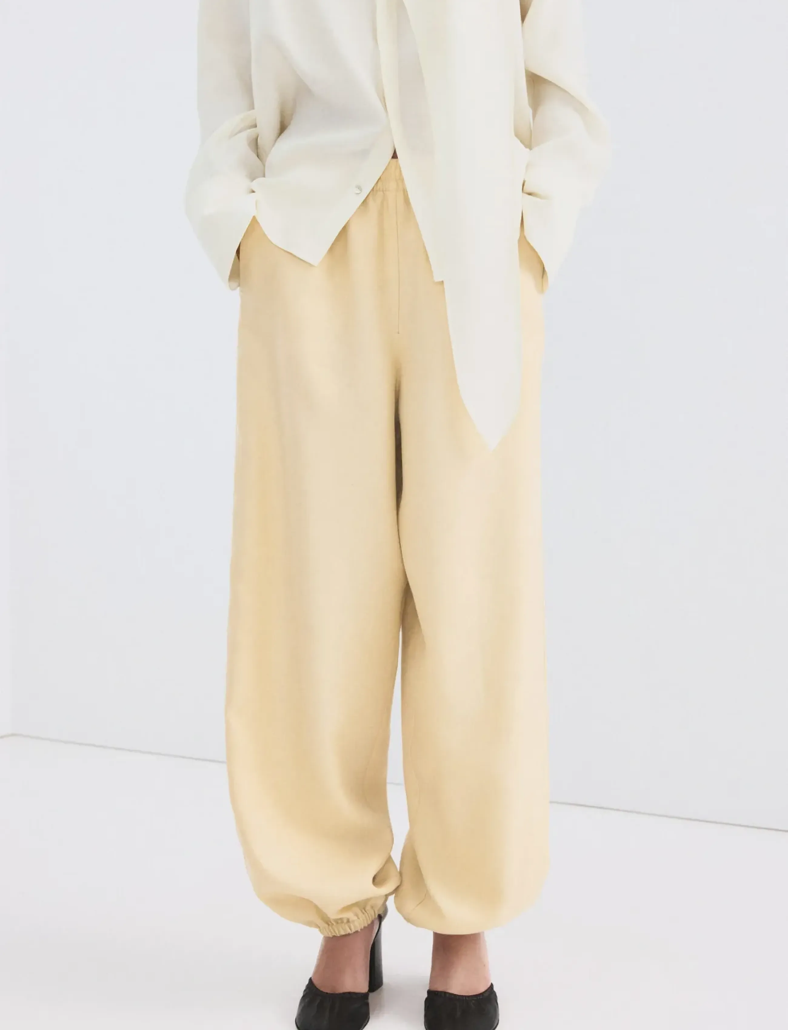 Mango Lyocell Harem Trousers, Kvinder, Harem Bukser, Cream, Str: XS