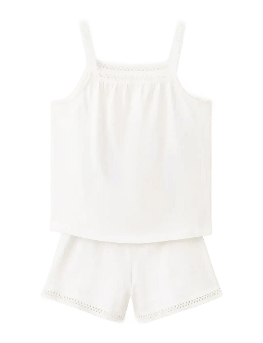 Mango - Short pyjamas with openwork details - pyjamassæt - natural white - 0