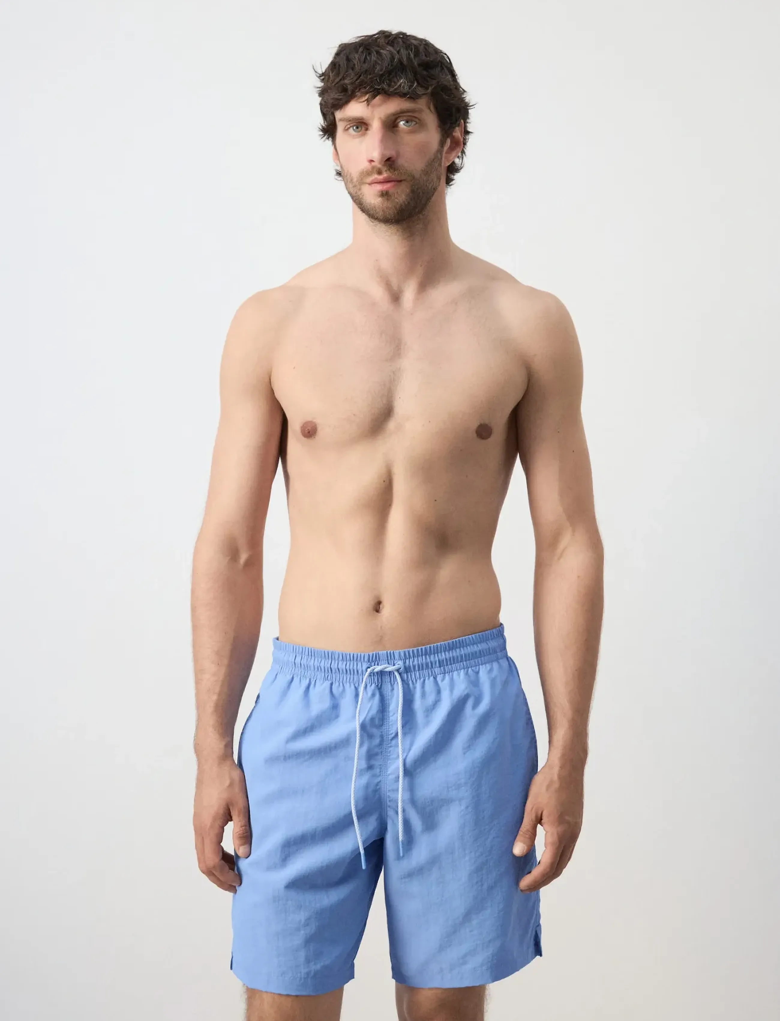 Mango Basic Drawstring Swimsuit, L, Blue, Badetøj > Shorts, Herre
