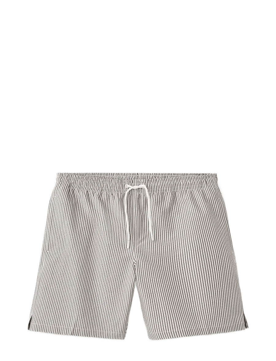 Mango - Seersucker striped swimsuit - badeshorts - beige - khaki - 1