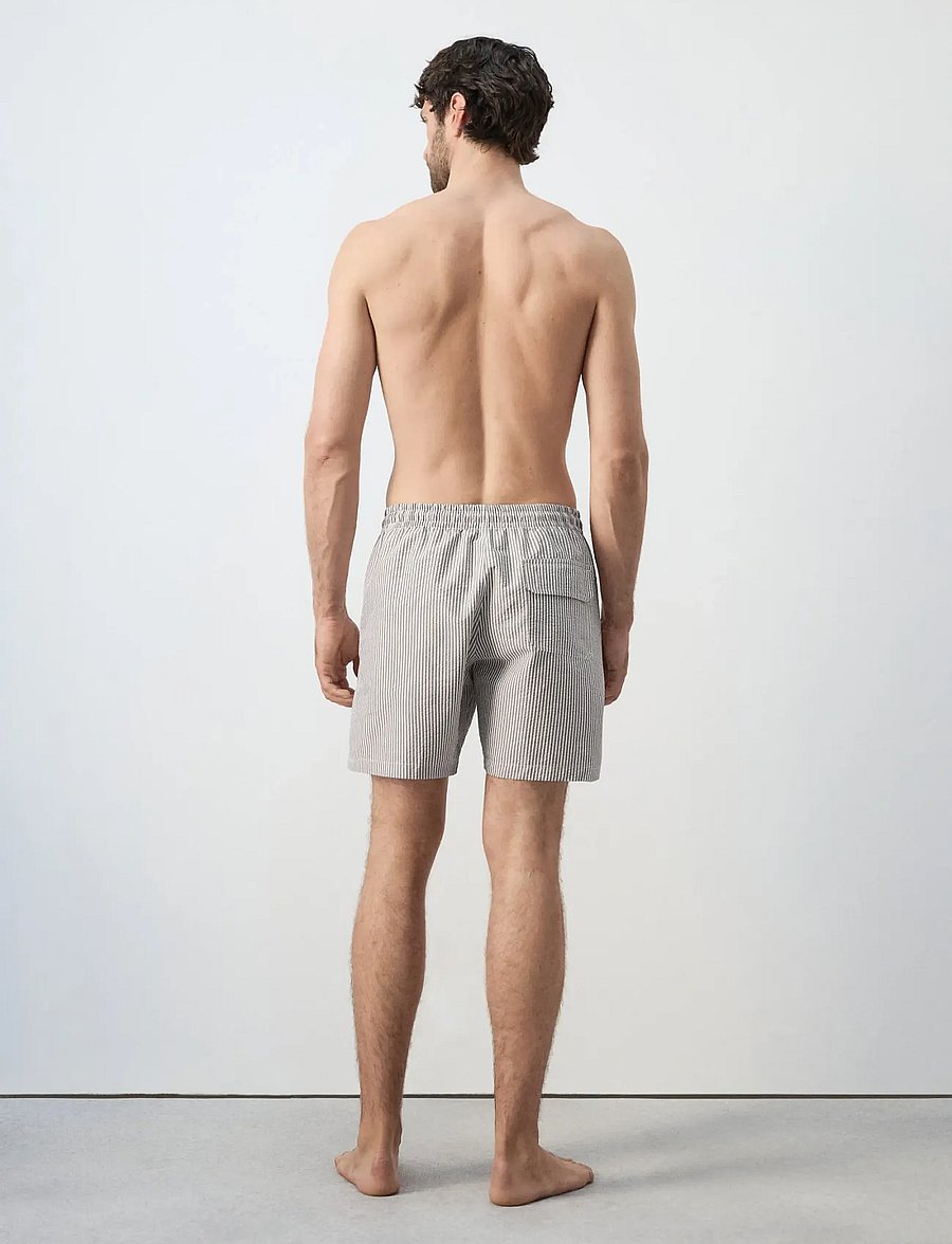 Mango - Seersucker striped swimsuit - badeshorts - beige - khaki - 2