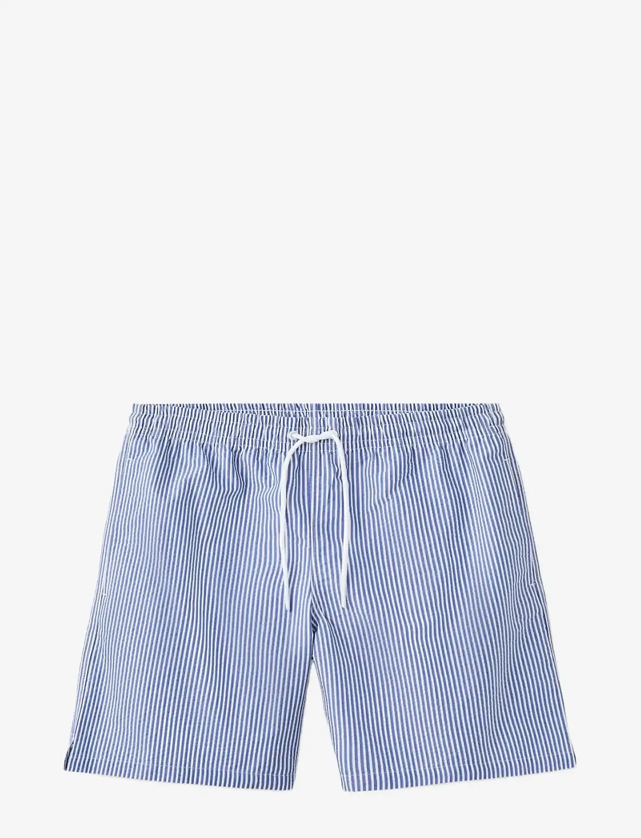 Mango - Seersucker striped swimsuit - laveste priser - medium blue - 1