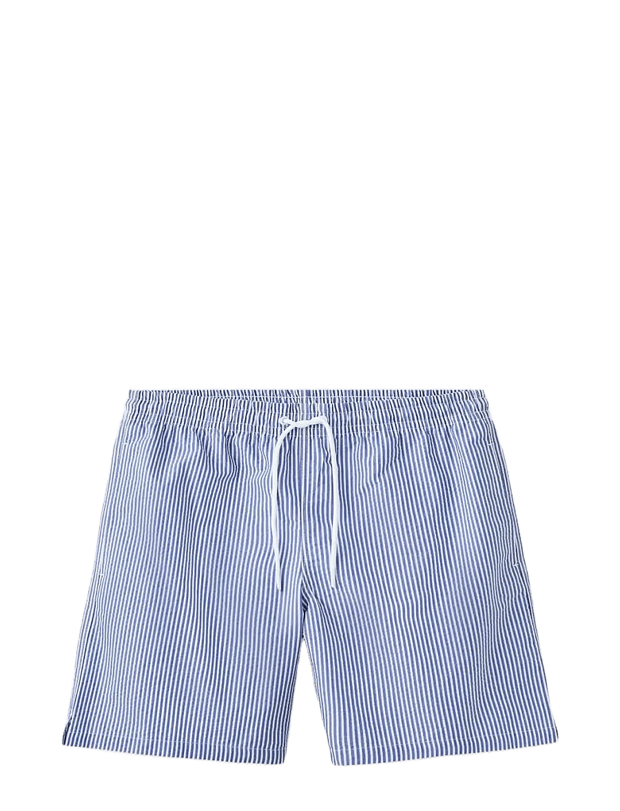 Mango - Seersucker striped swimsuit - badeshorts - medium blue - 1
