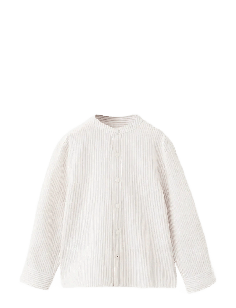 Mango - Striped linen-blend shirt - langærmede skjorter - lt pastel brown - 1