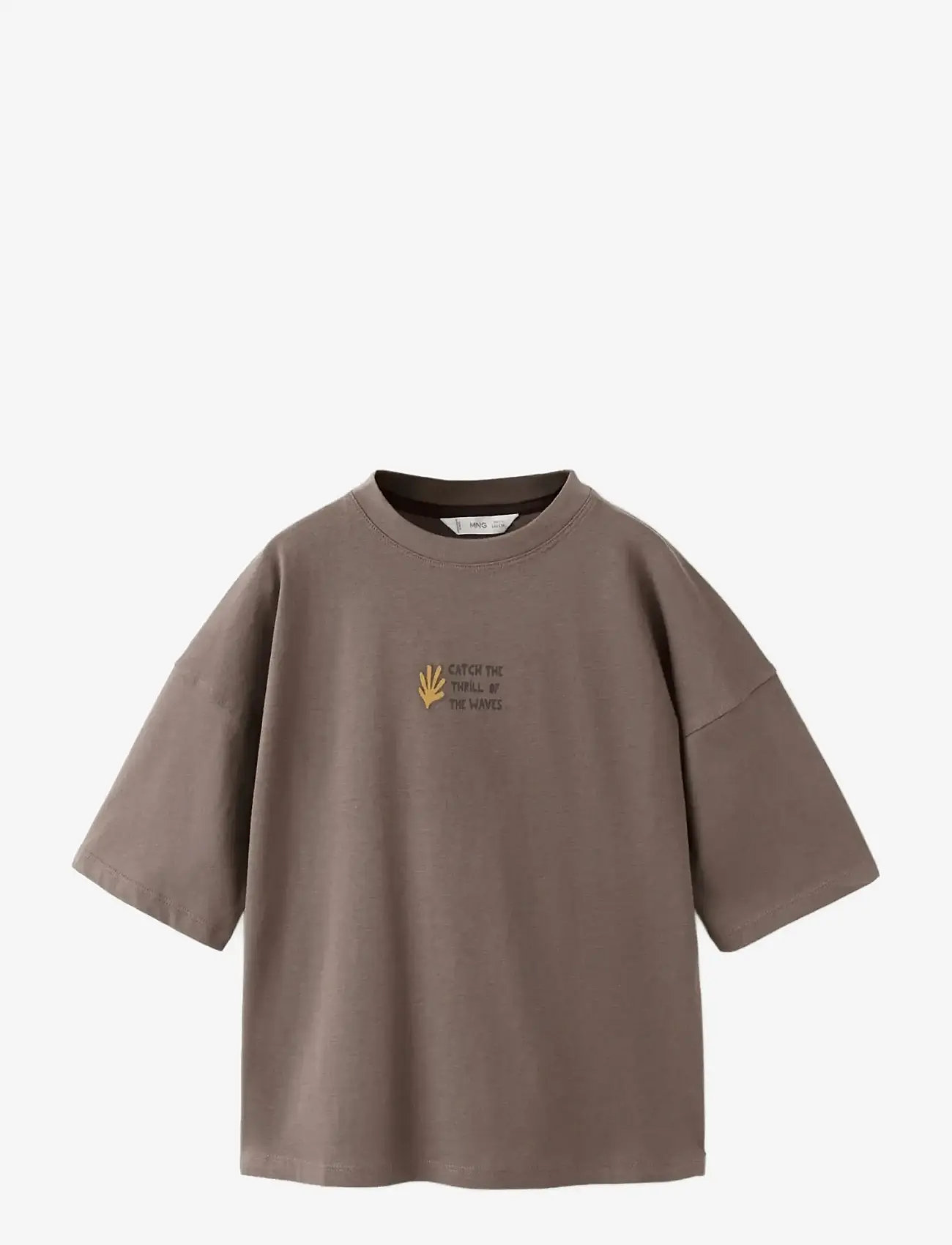 Mango - Printed cotton-blend t-shirt - kortærmede t-shirts - brown - 1