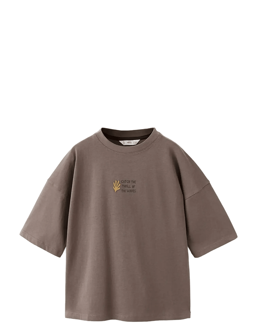 Mango - Printed cotton-blend t-shirt - kortærmede t-shirts - brown - 1