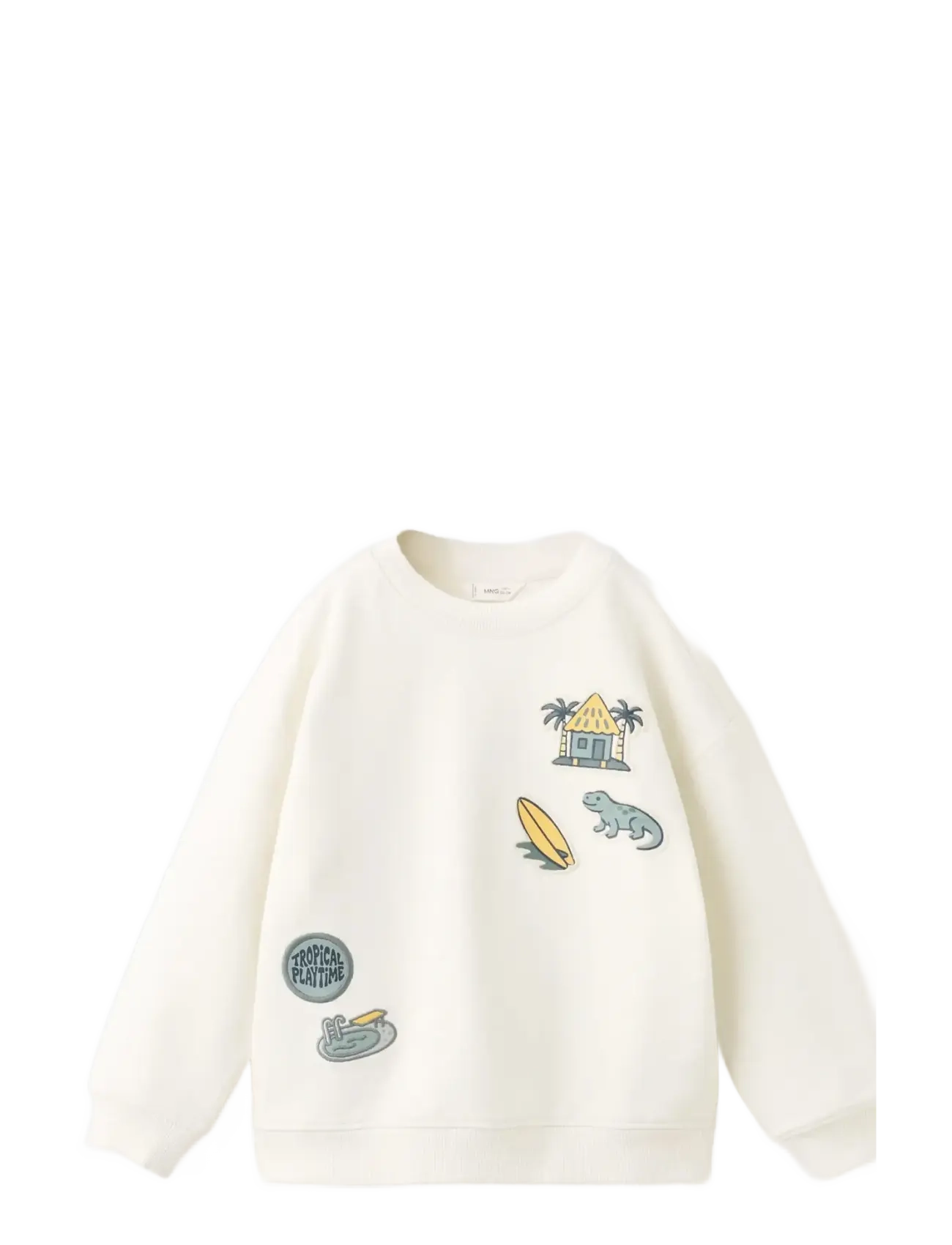 Mango Cotton sweatshirt with embroidered patches - Kampagne - NATURAL WHITE / cream