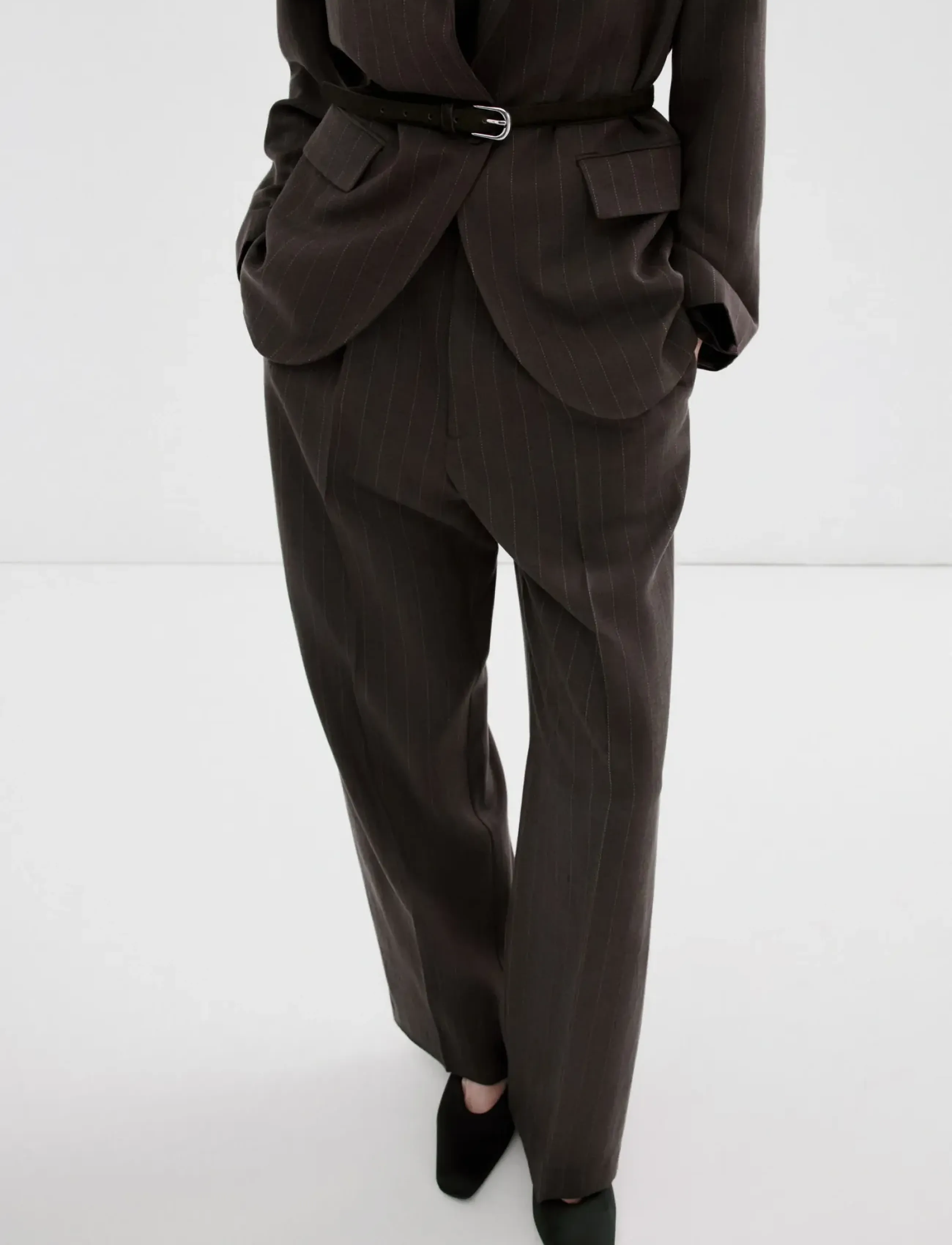 Mango Lyocell Suit Trousers, 42, Brown, Bukser > Brede Ben, Dame