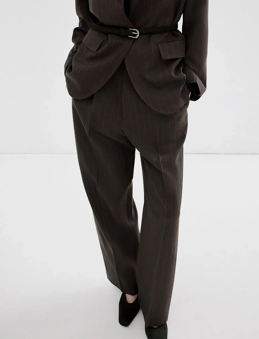 Mango - Lyocell suit trousers - habitbukser - dark brown - 0