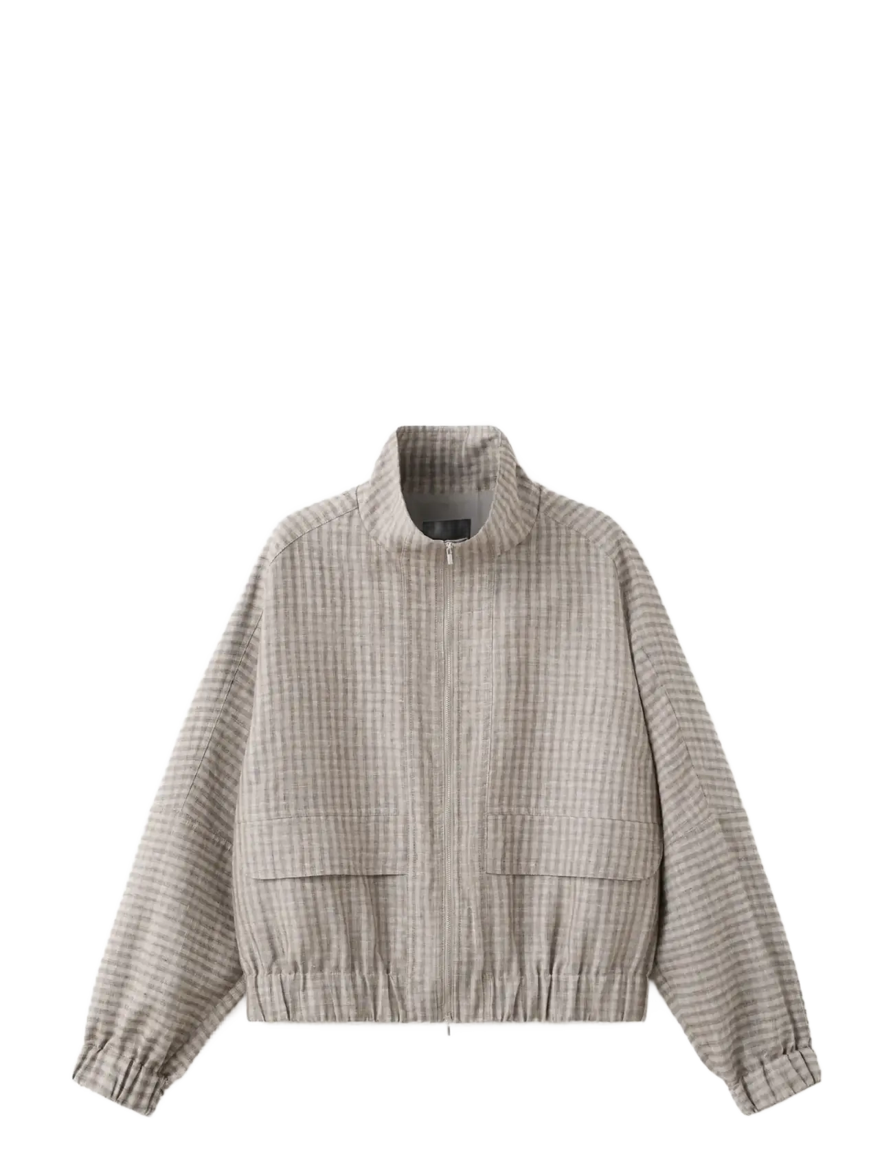 MANGO Checked Bomber Jacke Grau - XL - Damen