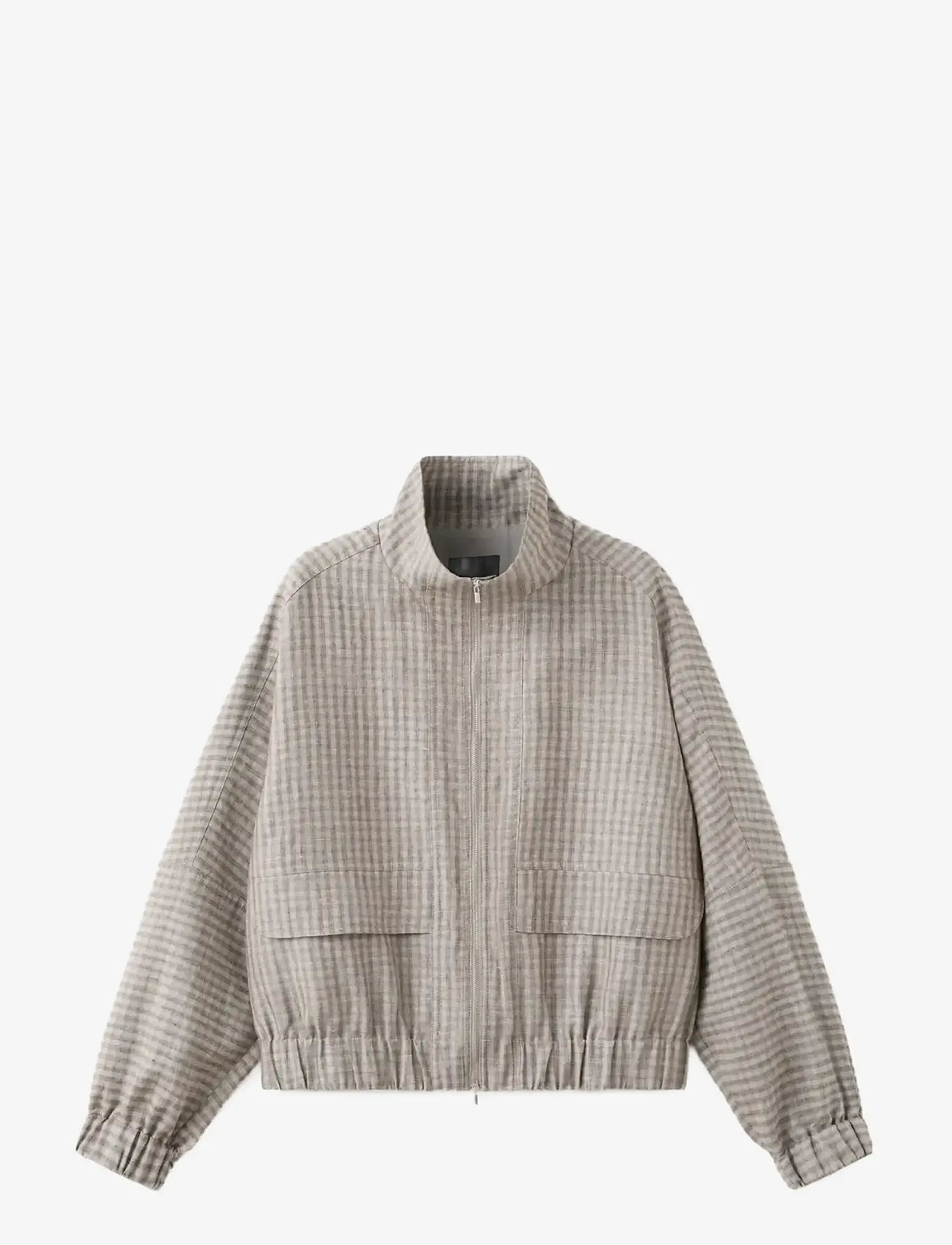 Mango - Checked bomber jacket - forårsjakker - lt pastel grey - 1