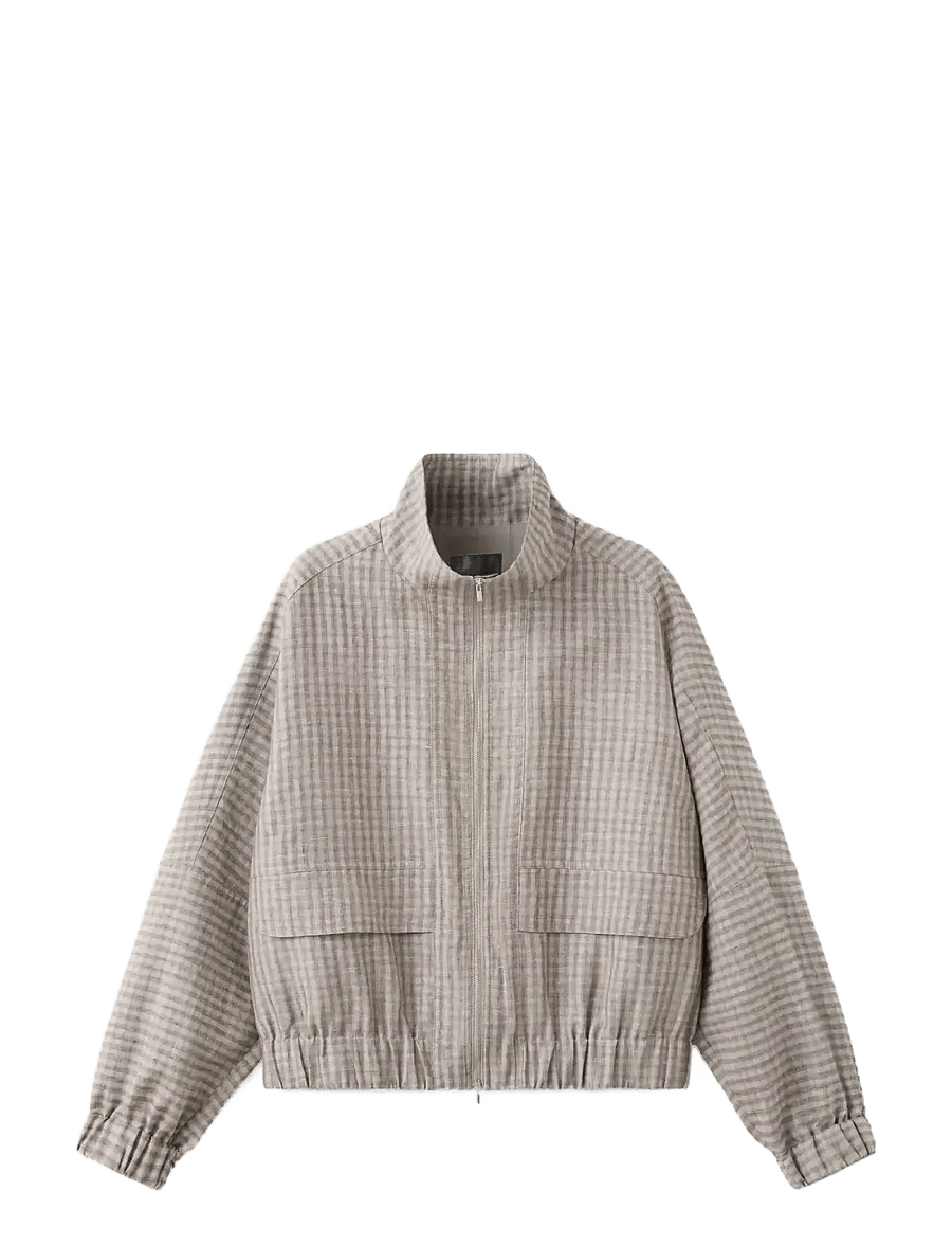 Mango - Checked bomber jacket - vårjackor - lt pastel grey - 1
