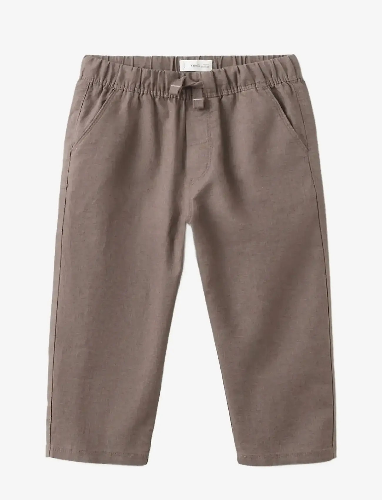 Mango - Cotton linen-blend trousers - bukser - brown - 0