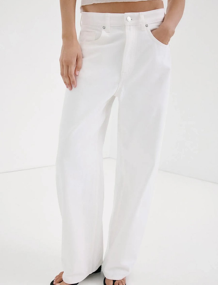 Mango - Mid-rise balloon jeans - barrel jeans - white - 0