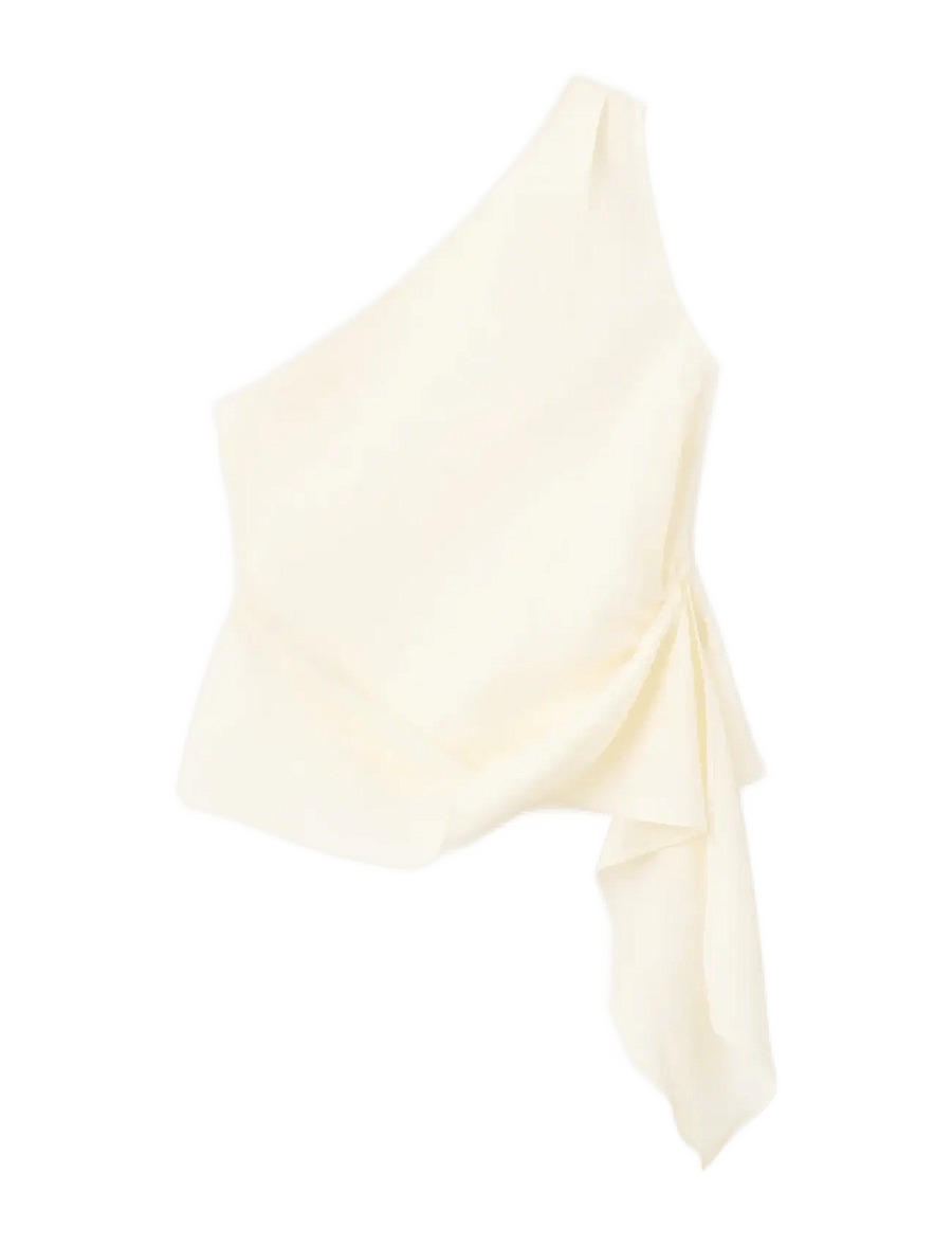 Mango - Asymmetrical lyocell top - linnen - natural white - 1