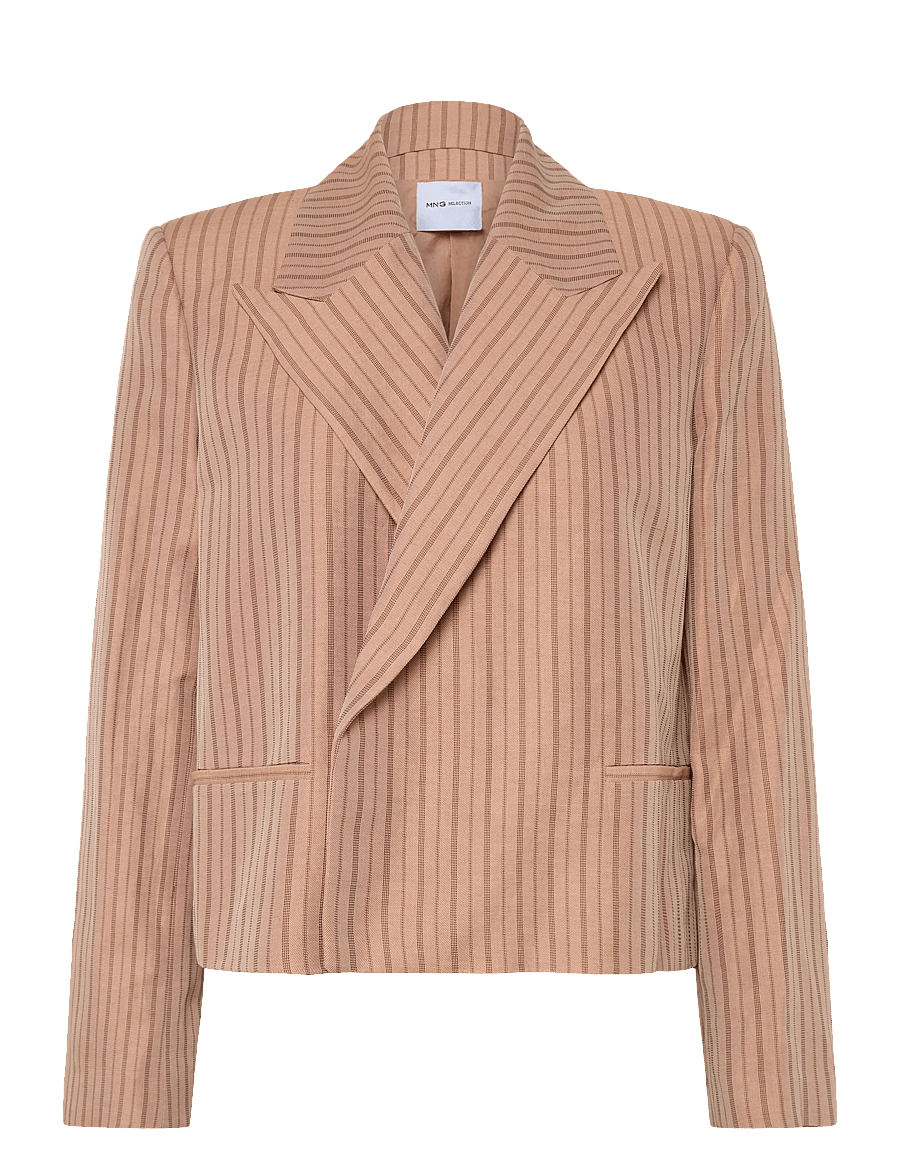 Mango - Linen cropped striped blazer - særlige begivenheder - pink - 1