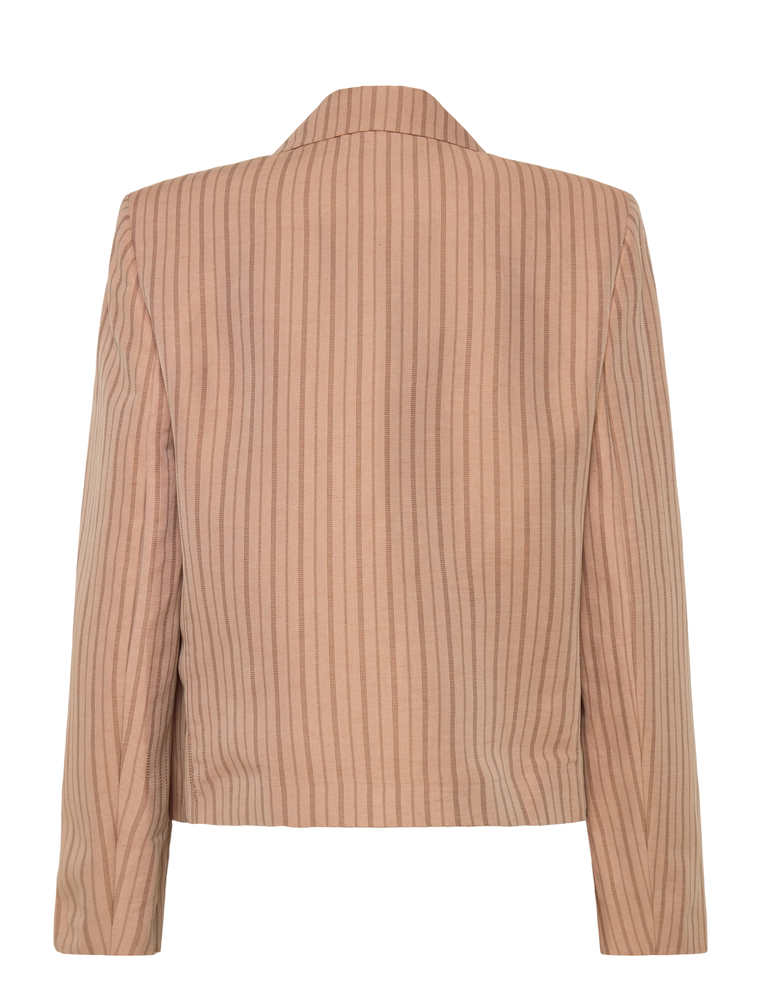 Mango - Linen cropped striped blazer - pink - 2
