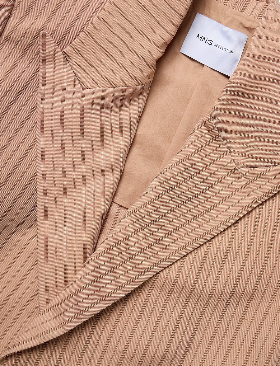 Mango - Linen cropped striped blazer - særlige begivenheder - pink - 4