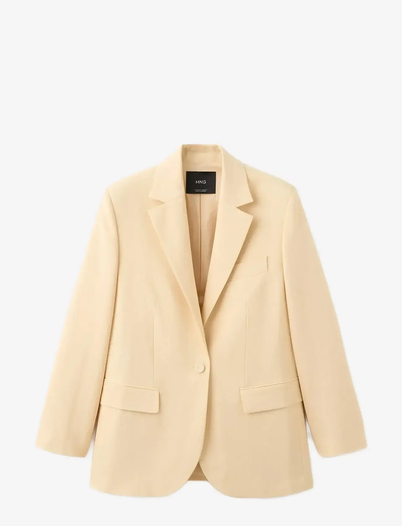 Mango - Linen suit jacket - enkeltradede blazere - yellow - 1