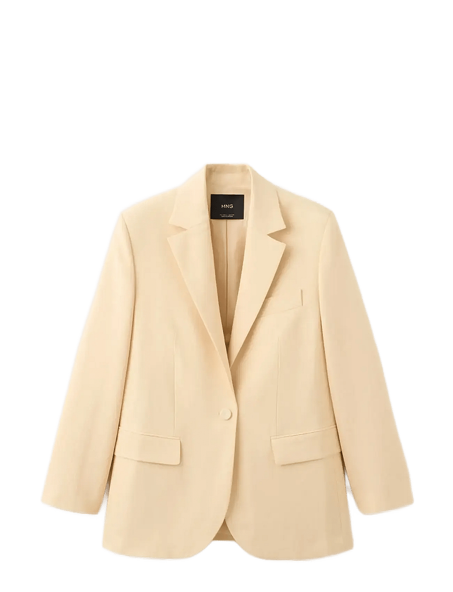 Mango - Linen suit jacket - einreihige blazer - yellow - 1