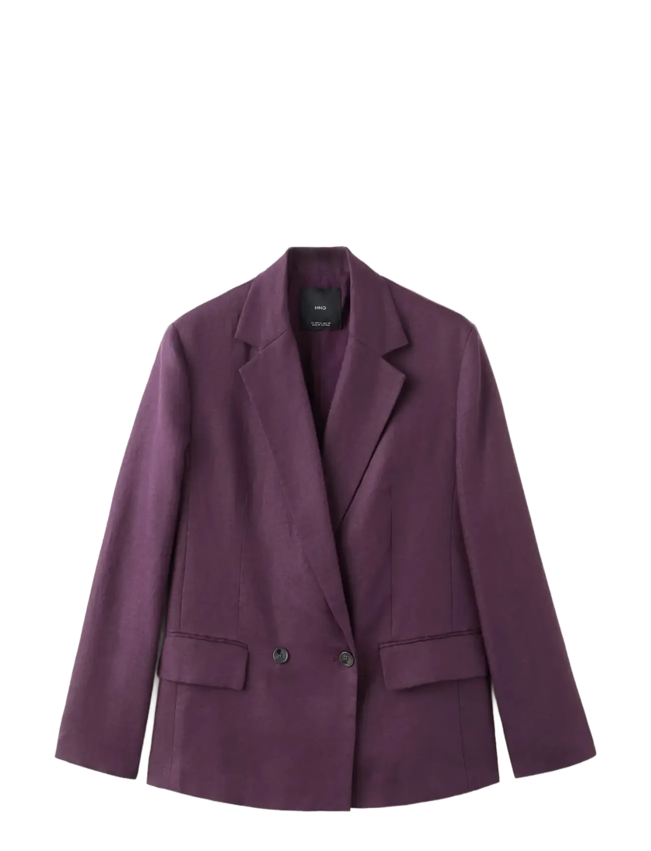 Mango Linen suit jacket - Blazere - MEDIUM PURPLE / burgundy