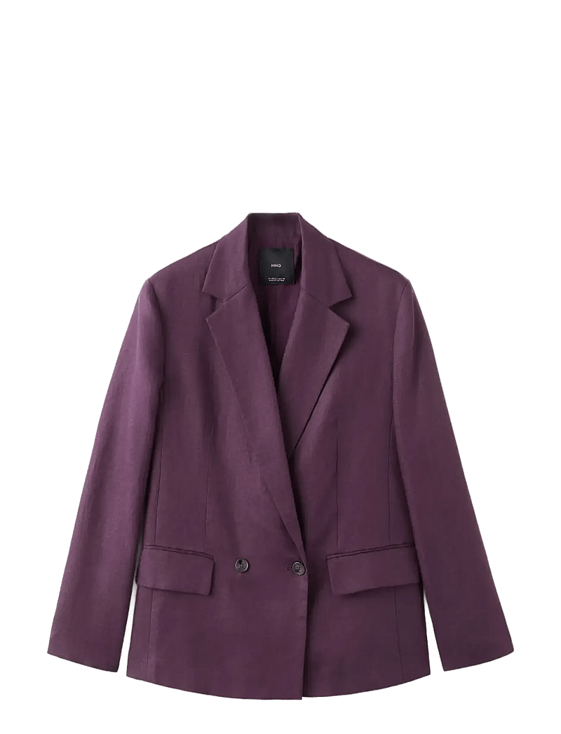 Mango - Linen suit jacket - double breasted blazers - medium purple - 1