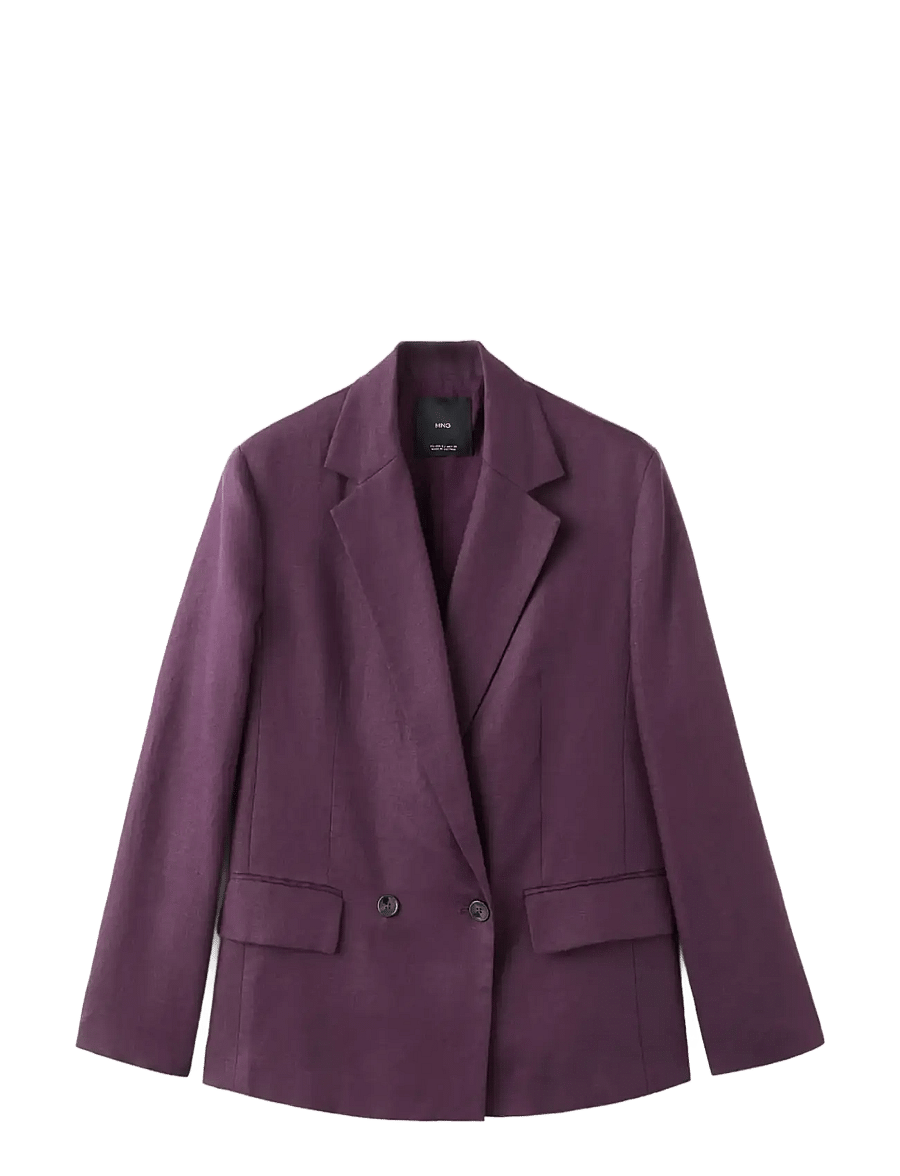 Mango - Linen suit jacket - dobbeltradede blazere - medium purple - 1