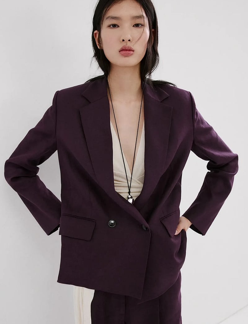 Mango - Linen suit jacket - double breasted blazers - medium purple - 0