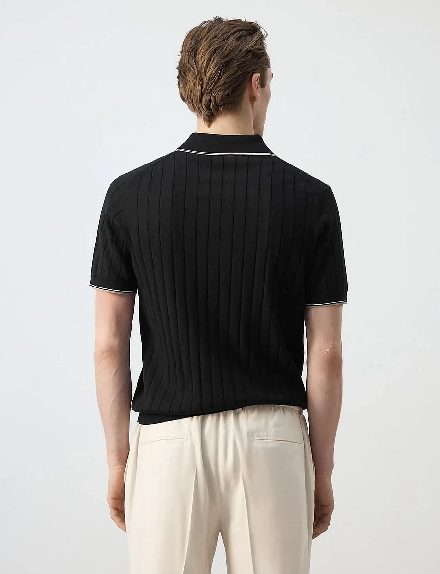 Mango - Fine-knit polo shirt with zip - polostrik - black - 2