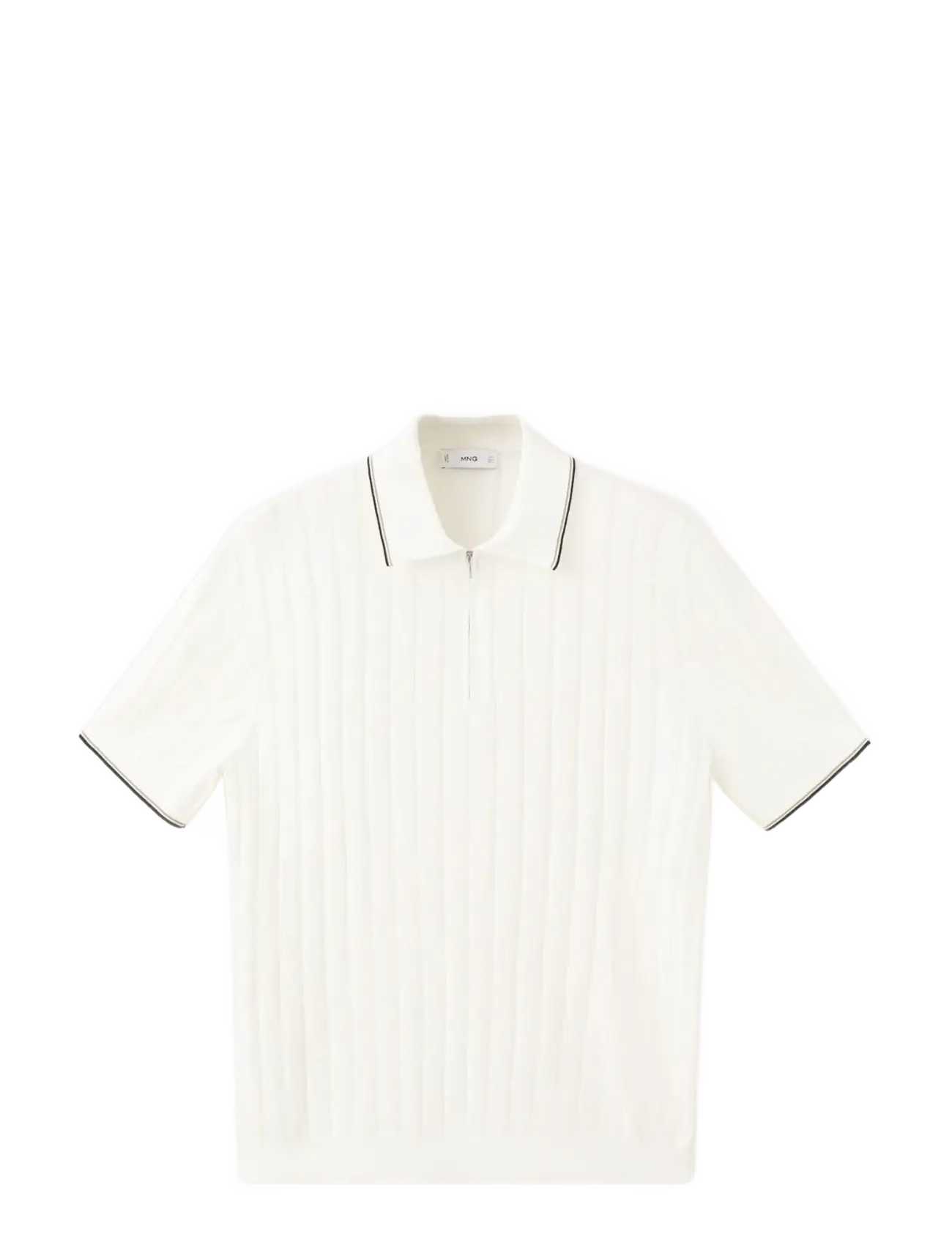 Mango Fine-knit polo shirt with zip - Kläder - NATURAL WHITE / white