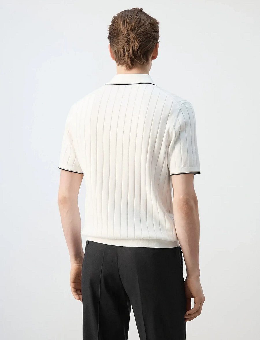 Mango - Fine-knit polo shirt with zip - polostrik - natural white - 2
