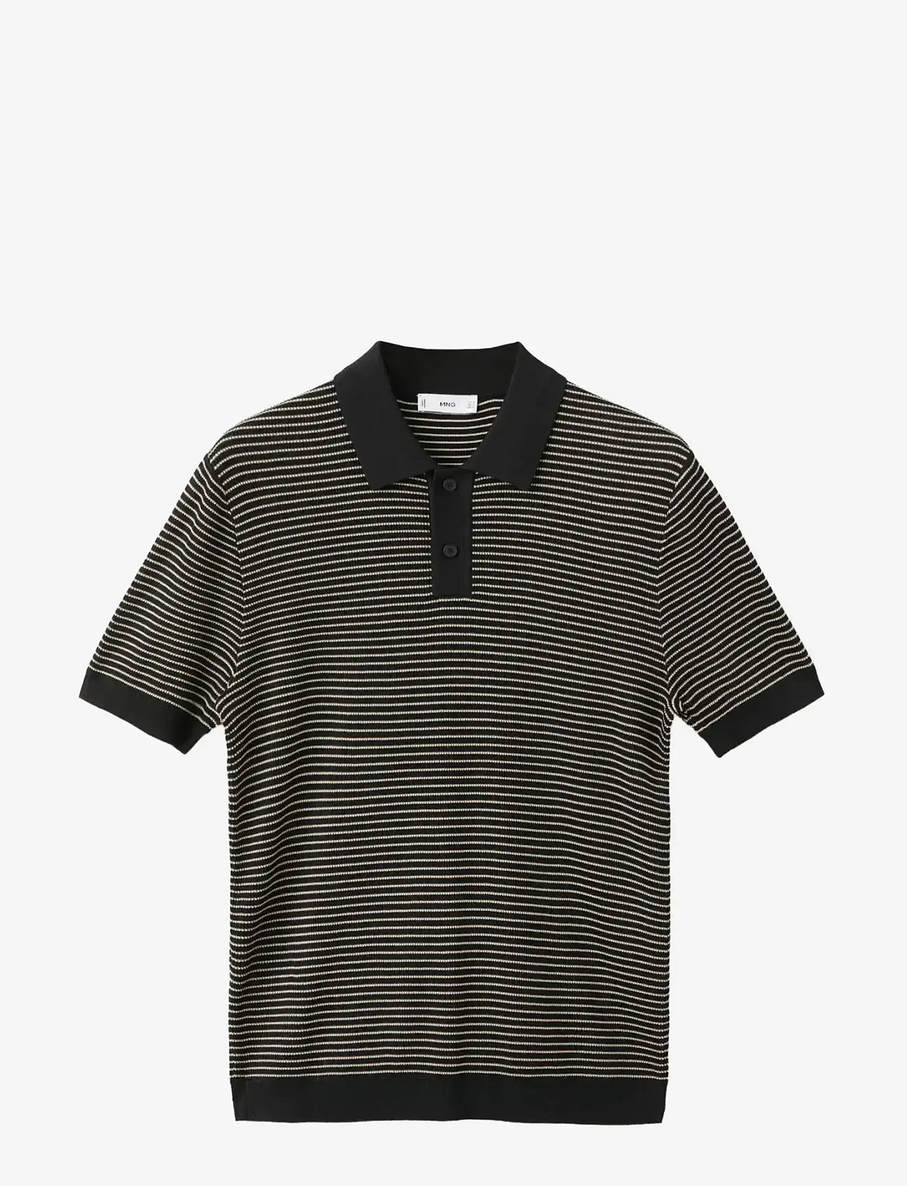 Mango - Striped knit cotton polo shirt - laveste priser - black - 1