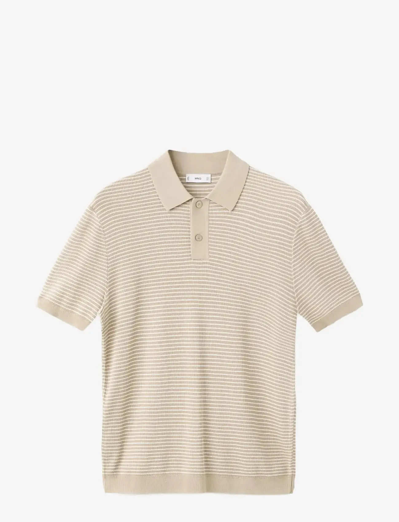 Mango - Striped knit cotton polo shirt - mehed - light beige - 1