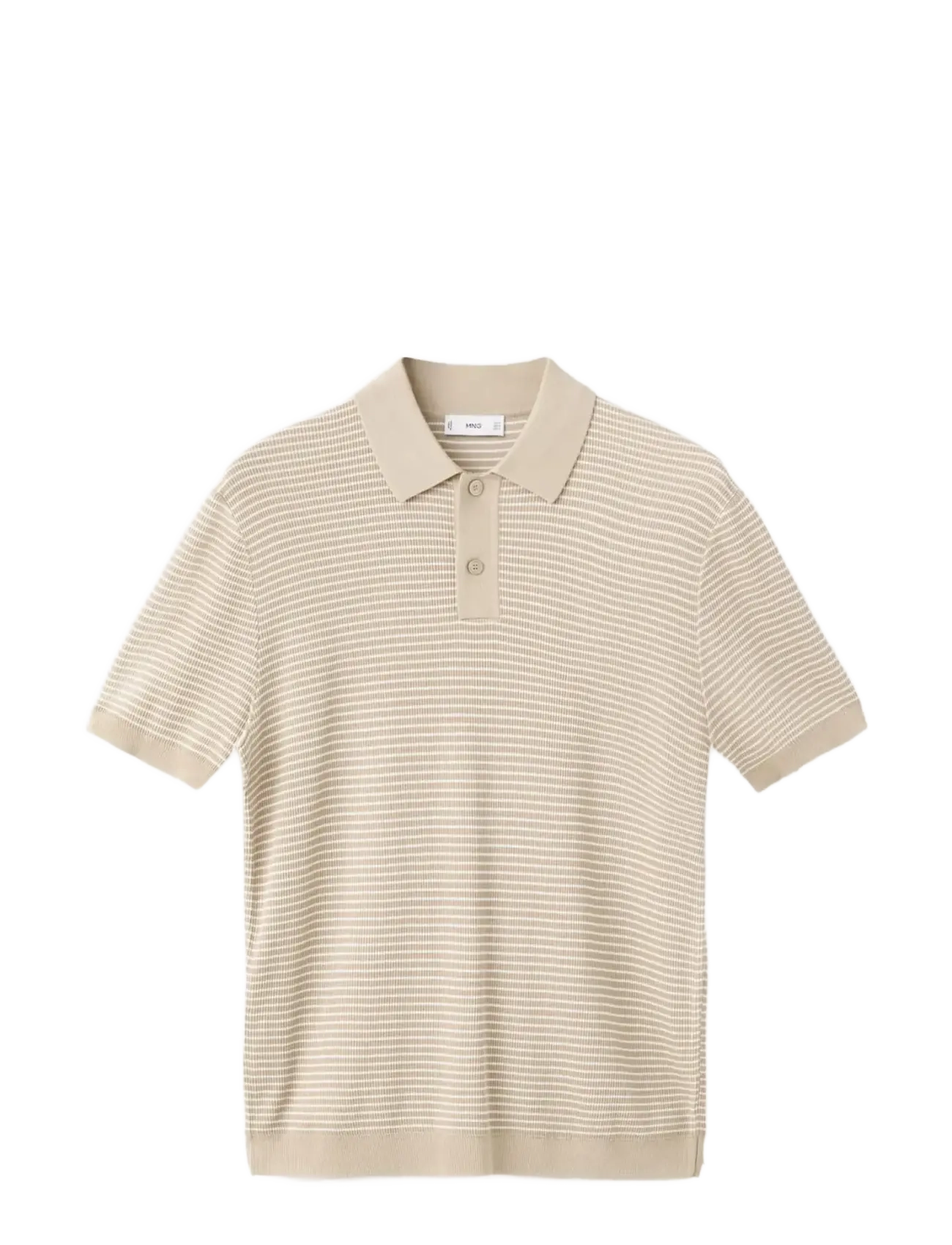 Mango Striped knit cotton polo shirt - Kläder - LIGHT BEIGE / multi