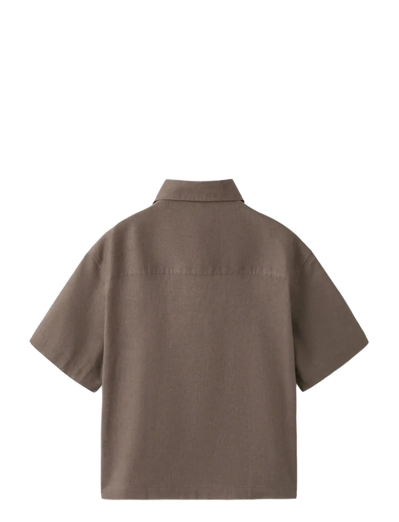 Mango - Short sleeve linen-blend shirt - kortärmade skjortor - brown - 1