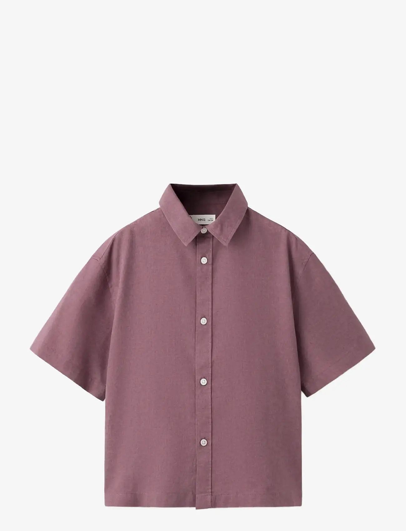 Mango - Short sleeve linen-blend shirt - kortærmede skjorter - purple - 0
