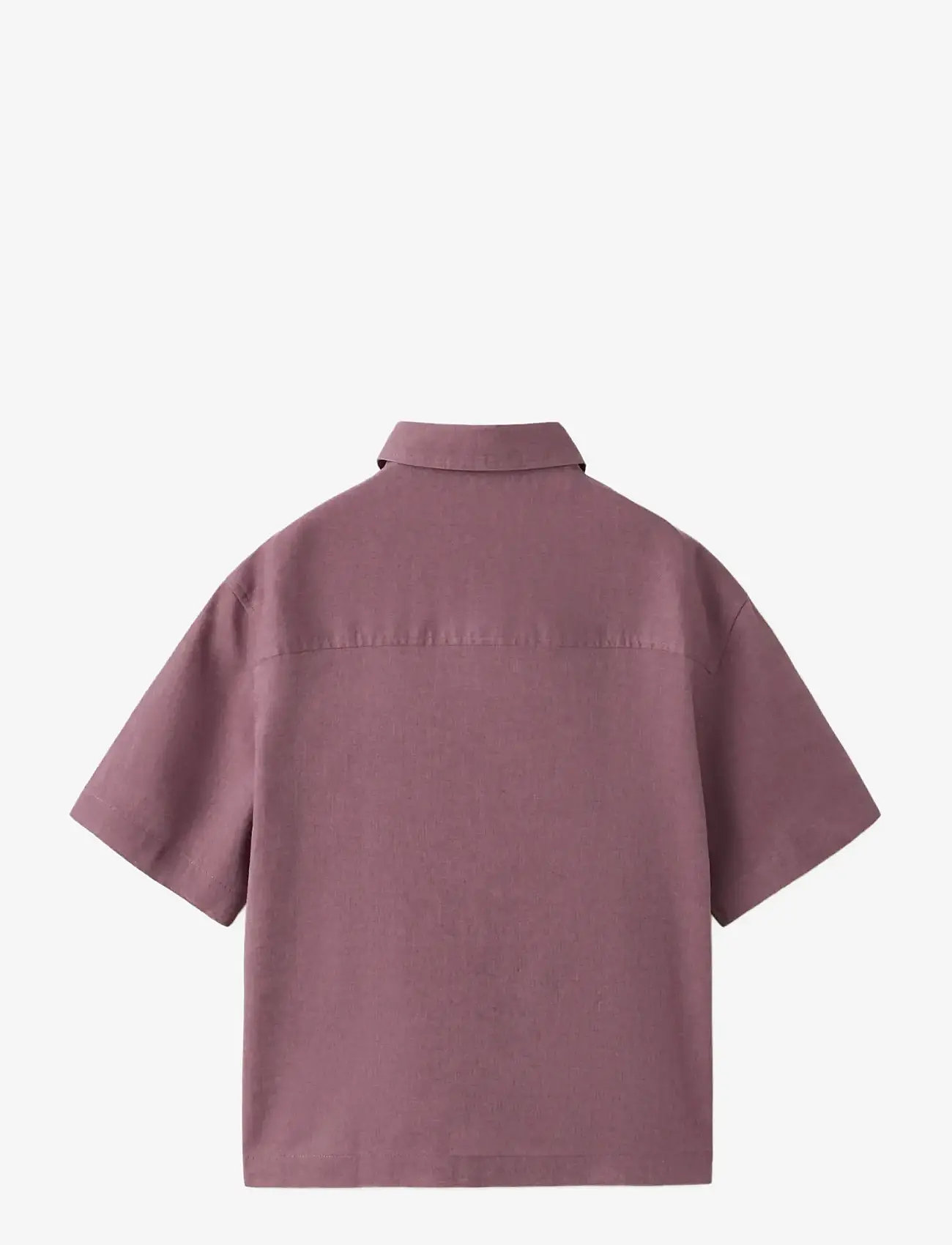Mango - Short sleeve linen-blend shirt - kortærmede skjorter - purple - 1