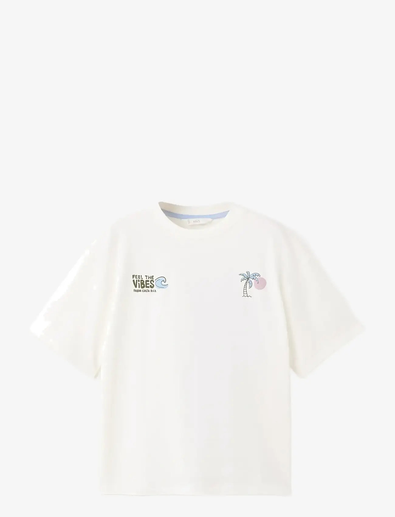 Mango - Printed cotton-blend t-shirt - kortærmede t-shirts - natural white - 1