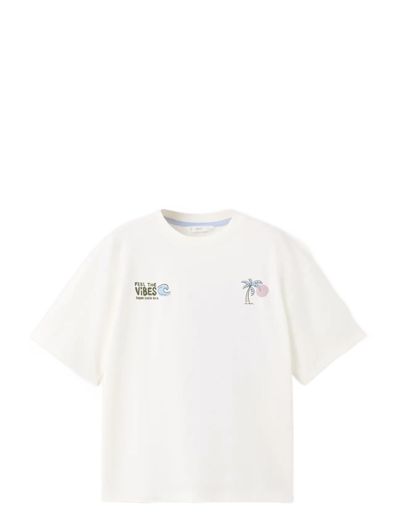 Mango Printed cotton-blend t-shirt - Överdelar - NATURAL WHITE / cream