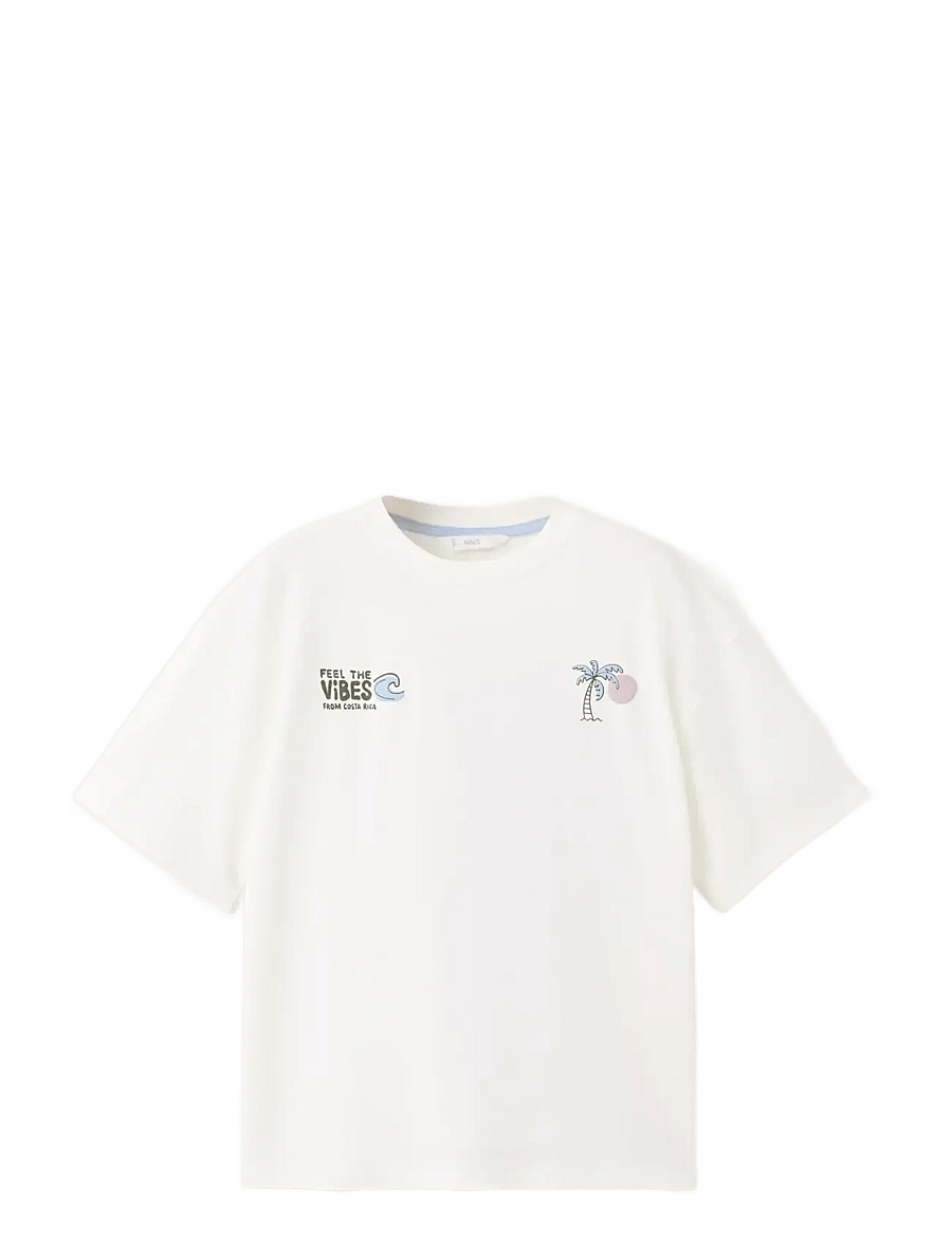 Mango - Printed cotton-blend t-shirt - kortærmede t-shirts - natural white - 1