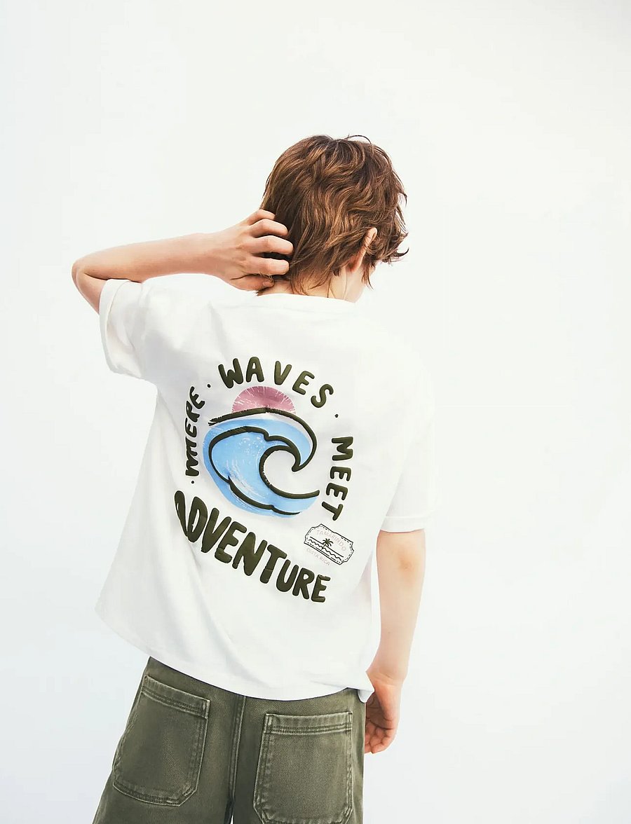 Mango - Printed cotton-blend t-shirt - kortærmede t-shirts - natural white - 0