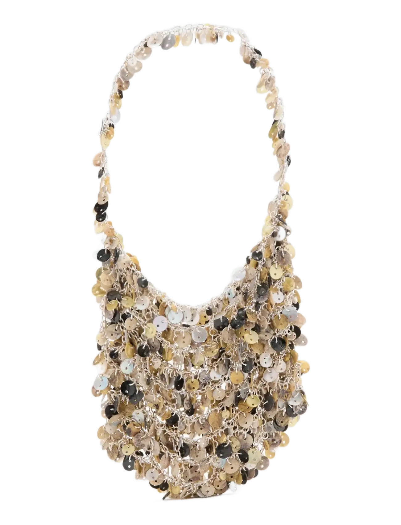 Mango Chain Handbag With Mother-Of-Pearl Buttons, Kvinder, Perlebesat Håndtaske, Sølv, Str: ONE SIZE