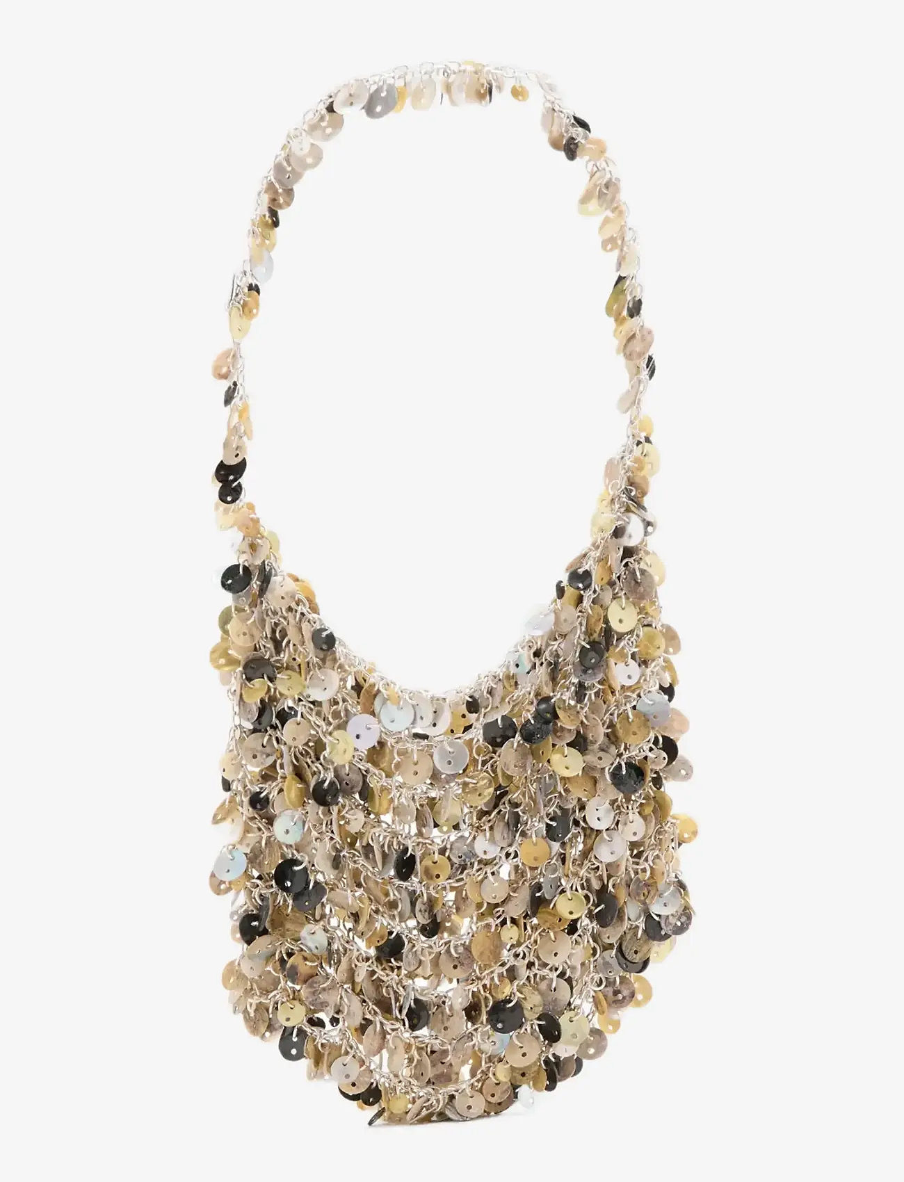 Mango - Chain handbag with mother-of-pearl buttons - særlige begivenheder - silver - 0