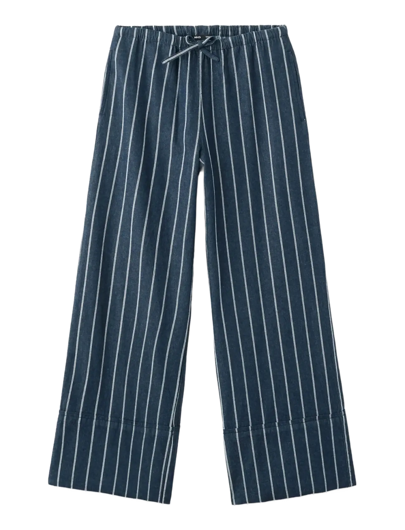 Mango - Turn-up hem striped trousers - open blue - 1