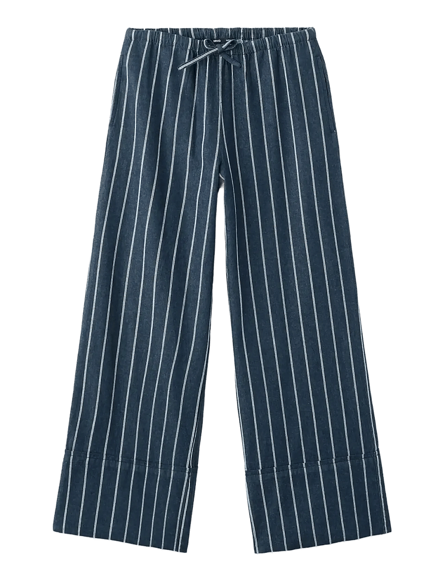 Mango - Turn-up hem striped trousers - hose mit geradem bein - open blue - 1