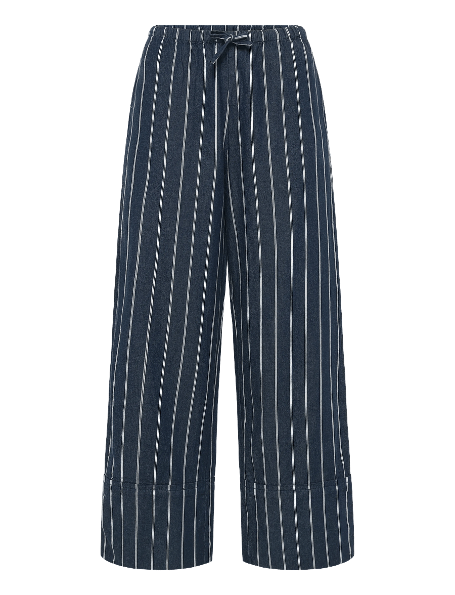 Mango - Turn-up hem striped trousers - bukser med lige ben - open blue - 1