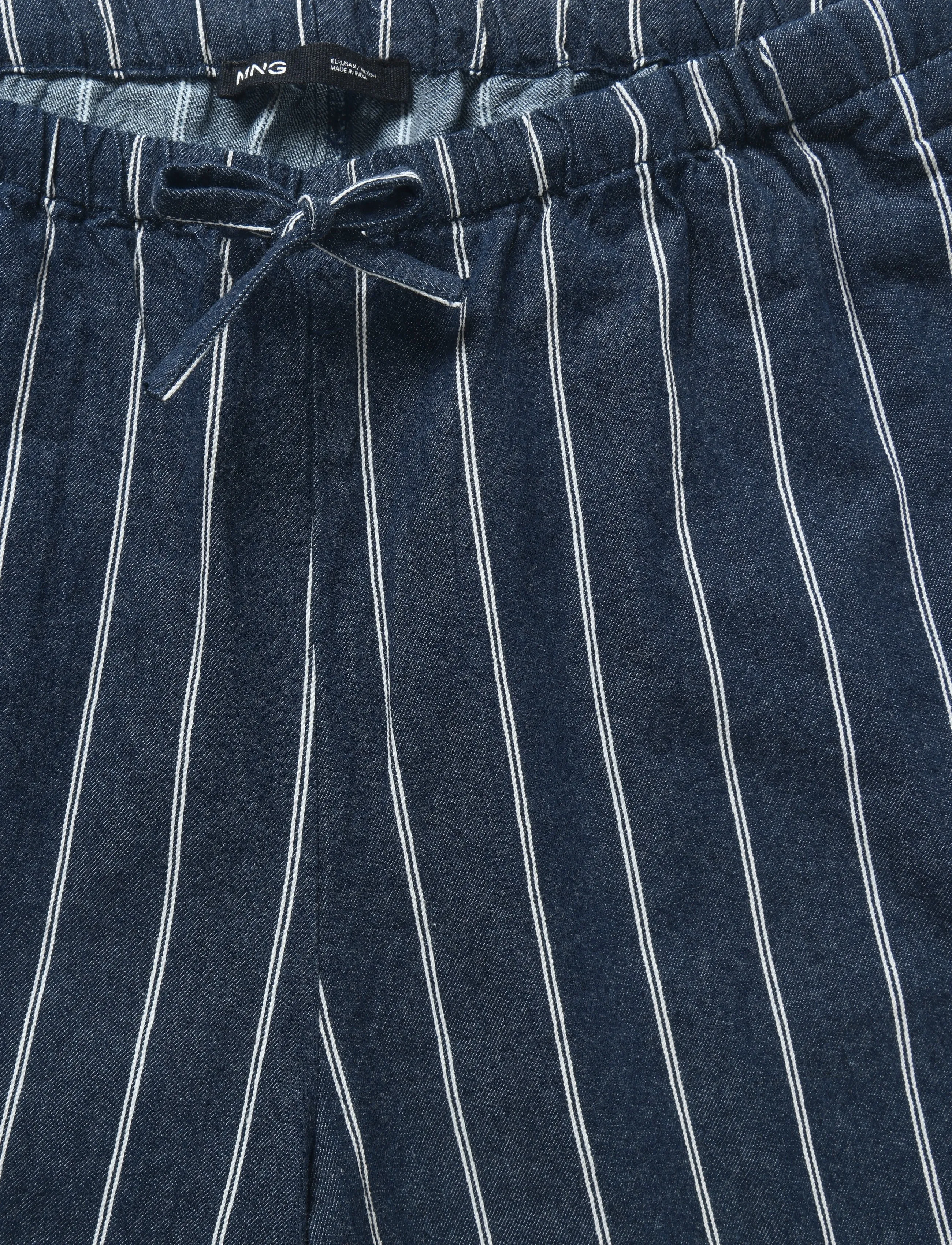 Mango - Turn-up hem striped trousers - bukser med lige ben - open blue - 4